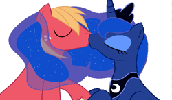 Size: 583x341 | Tagged: artist needed, safe, edit, big macintosh, princess luna, alicorn, pony, female, kissing, lunamac, male, shipping, straight