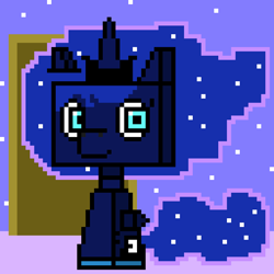 Size: 1024x1024 | Tagged: safe, artist:eternaljonathan, princess luna, crossover, lego, pixel art, species swap, the lego movie, unikitty