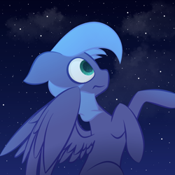 Size: 5000x5000 | Tagged: safe, artist:kids-in-the-corner, princess luna, alicorn, pegasus, pony, absurd resolution, falling, female, filly, night, solo, woona, younger