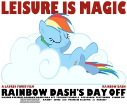 Size: 1200x990 | Tagged: safe, rainbow dash, pegasus, pony, cloud, ferris bueller's day off, movie poster, parody, solo
