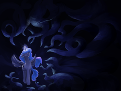 Size: 1600x1200 | Tagged: safe, artist:rocket-lawnchair, artist:sonicontinuum, princess luna, alicorn, pony, dark, dream, female, tentacles, young luna