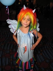 Size: 487x650 | Tagged: safe, rainbow dash, human, cosplay, irl, irl human, photo, solo, target demographic