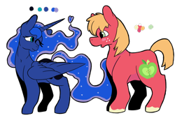 Size: 800x542 | Tagged: safe, artist:flamirasplitz, big macintosh, princess luna, alicorn, earth pony, pony, ethereal mane, female, lunamac, male, shipping, simple background, starry mane, straight, transparent background, unshorn fetlocks