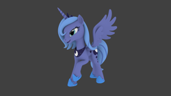 Size: 3273x1841 | Tagged: safe, artist:pizzalover53, princess luna, alicorn, pony, .zip file at source, 3d, blender, downloadable, gray background, s1 luna, simple background, solo