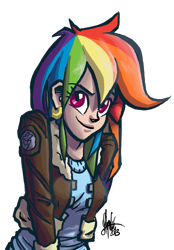 Size: 523x750 | Tagged: safe, artist:theartrix, rainbow dash, human, bomber jacket, clothes, humanized, jacket, light skin, solo