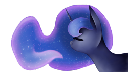 Size: 1536x871 | Tagged: safe, artist:kaywhitt, princess luna, alicorn, pony, digital art, eyes closed, purple, side view, simple background, solo, transparent background