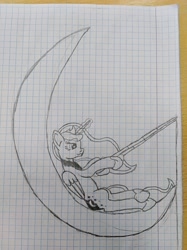 Size: 3016x4032 | Tagged: safe, artist:zeka10000, princess luna, alicorn, pony, dreamworks, graph paper, lined paper, moon, sketch, solo, traditional art