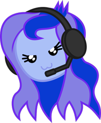 Size: 662x809 | Tagged: safe, artist:anime-equestria, derpibooru exclusive, princess luna, vice principal luna, better together, equestria girls, game stream, :3, >:3, cute, emoji, gamer luna, head only, headset, lunabetes, simple background, smiling, transparent background, vector