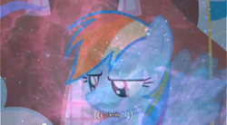 Size: 640x354 | Tagged: safe, screencap, rainbow dash, pegasus, pony, blue coat, female, mare, meme, multicolored mane, solo, youtube caption