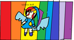 Size: 1017x557 | Tagged: safe, rainbow dash, human, 1000 hours in ms paint, drawn by a 6 year old girl, humanized, ms paint, powerpuffed, solo