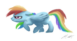 Size: 900x481 | Tagged: safe, artist:dispozition, artist:lauren faust, rainbow dash, pegasus, pony, colored, solo