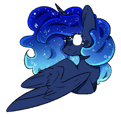 Size: 549x532 | Tagged: safe, artist:twic0rd, princess luna, alicorn, pony, cute, ethereal mane, female, glowing eyes, gradient mane, lunabetes, mare, simple background, solo, starry mane, transparent background