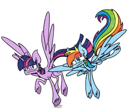 Size: 1507x1299 | Tagged: safe, artist:cuttycommando, rainbow dash, twilight sparkle, twilight sparkle (alicorn), alicorn, pegasus, pony, female, hooves, mare, unshorn fetlocks