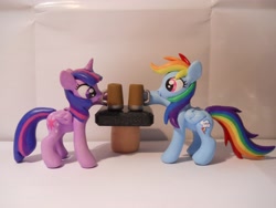 Size: 4320x3240 | Tagged: safe, artist:earthenpony, rainbow dash, twilight sparkle, twilight sparkle (alicorn), alicorn, pony, cider, craft, custom, female, irl, mare, photo, sculpture, table