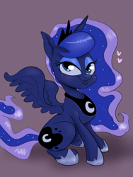 Size: 768x1024 | Tagged: safe, artist:ozzybae, princess luna, alicorn, pony, crown, cute, ethereal mane, female, heart, hoof shoes, jewelry, lunabetes, mare, regalia, sitting, solo, starry mane