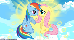 Size: 1216x656 | Tagged: safe, artist:flutterdash75, fluttershy, rainbow dash, pegasus, pony, female, flutterdash, lesbian, shipping