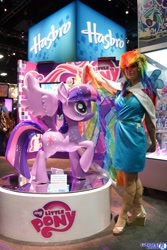 Size: 1366x2048 | Tagged: safe, artist:ladymella, rainbow dash, twilight sparkle, twilight sparkle (alicorn), alicorn, human, cosplay, irl, irl human, photo, rainbow dash always dresses in style, sculpture, size comparison