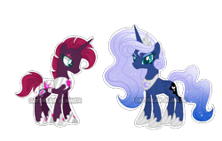 Size: 1100x700 | Tagged: safe, artist:daydreamglimmeryt, princess luna, tempest shadow, alicorn, pony, female, lesbian, shipping, simple background, tempestluna, transparent background