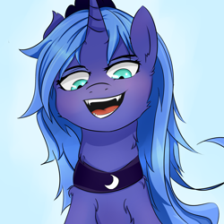 Size: 3000x3000 | Tagged: safe, artist:dashy21, princess luna, alicorn, pony, bust, fangs, female, mare, open mouth, s1 luna, solo