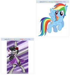 Size: 532x565 | Tagged: safe, octavia melody, rainbow dash, earth pony, pegasus, pony, exploitable meme, juxtaposition, juxtaposition win, meme