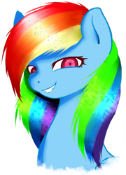 Size: 863x1200 | Tagged: safe, artist:sonysoulcat1998, rainbow dash, pegasus, pony, blue coat, female, mare, multicolored mane, simple background, solo, white background, wings