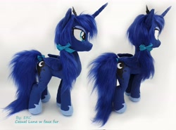 Size: 4528x3352 | Tagged: safe, artist:epicrainbowcrafts, princess luna, pony, alternate hairstyle, bow, hair bow, irl, photo, plushie, solo, tail bow