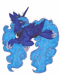 Size: 2552x3211 | Tagged: safe, artist:inspiredpixels, princess luna, alicorn, pony, simple background, solo, traditional art, white background