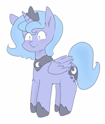 Size: 1600x1883 | Tagged: safe, artist:c0pter, princess luna, alicorn, pony, crown, cute, female, filly, hoof shoes, jewelry, lunabetes, regalia, simple background, solo, white background, woona, younger