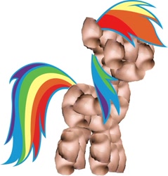 Size: 873x915 | Tagged: safe, rainbow dash, pegasus, pony, biceps, muscles, not salmon, ponibooru tribute, rainbuff dash, wat