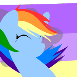 Size: 600x600 | Tagged: safe, artist:comfortabla, rainbow dash, pegasus, pony, bust, eyes closed, female, lineless, mare, portrait, solo