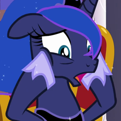 Size: 510x510 | Tagged: safe, screencap, princess luna, alicorn, pony, a royal problem, cropped, female, floppy ears, hooves on cheeks, mare, open mouth, solo