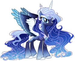 Size: 1900x1540 | Tagged: safe, artist:gihhbloonde, princess luna, alicorn, pony, female, mare, next generation, princess, redesign, simple background, solo, transparent background, unshorn fetlocks