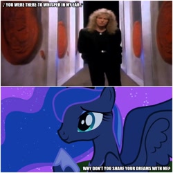 Size: 1000x1000 | Tagged: safe, edit, edited screencap, screencap, princess luna, alicorn, pony, luna eclipsed, caption, david coverdale, female, image macro, mane, mare, princess, song reference, text, the deeper the love, whitesnake, wings