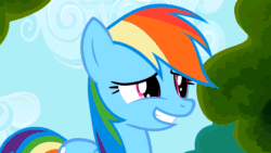 Size: 960x540 | Tagged: safe, screencap, rainbow dash, pegasus, pony, the mysterious mare do well, animated, blushing, cute, dashabetes, embarrassed, gif, smiling, solo