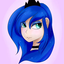 Size: 3000x3000 | Tagged: safe, artist:dashy21, princess luna, human, bust, disembodied head, eye clipping through hair, female, head, humanized, solo