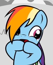 Size: 551x678 | Tagged: safe, artist:noobpwnerr, edit, rainbow dash, pegasus, pony, cute, derp, gasp, rainbow derp, solo