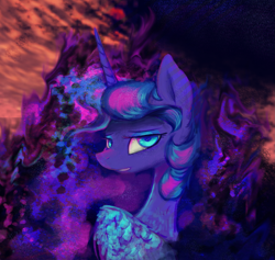 Size: 1949x1844 | Tagged: safe, artist:iridescentadopt, princess luna, alicorn, pony, ethereal mane, female, lidded eyes, mare, solo