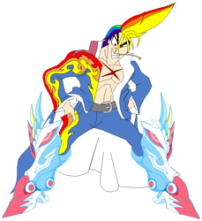 Size: 852x929 | Tagged: safe, alternate version, artist:terry, rainbow dash, human, crossover, fan fic bait, humanized, jojo's bizarre adventure, light skin, parody, rule 63, solo, stand