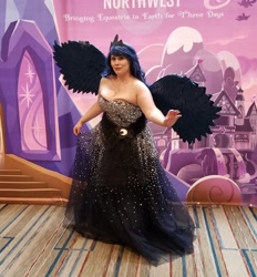 Size: 2093x2260 | Tagged: safe, princess luna, human, breasts, cleavage, clothes, convention, cosplay, costume, dress, everfree northwest, everfree northwest 2019, irl, irl human, photo
