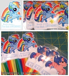 Size: 576x635 | Tagged: safe, artist:dizziness, firefly, rainbow dash, g1, badge, con badge, irl, photo