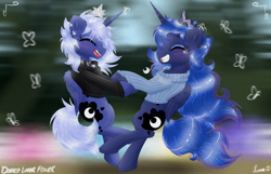 Size: 3500x2250 | Tagged: safe, artist:darkest-lunar-flower, princess luna, alicorn, butterfly, pony, belly button, clothes, crying, duality, flower, spinning, sweater, the fun has been doubled