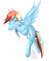 Size: 703x874 | Tagged: safe, artist:sharkthesuper, rainbow dash, pegasus, pony, blue coat, female, mare, multicolored mane, simple background, solo, white background, wings