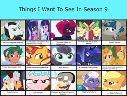 Size: 1463x1108 | Tagged: safe, artist:bea-drowned, apple bloom, applejack, bright mac, chancellor neighsay, coloratura, cozy glow, discord, flam, flim, fluttershy, gladmane, pear butter, princess luna, sci-twi, scootaloo, stygian, sunset shimmer, sweetie belle, tempest shadow, timber spruce, twilight sparkle, bloom and gloom, equestria girls, friendship university, leap of faith, legend of everfree, marks for effort, my little pony: the movie, shadow play, the mane attraction, the perfect pear, to where and back again, viva las pegasus, cutie mark crusaders, flim flam brothers, rara, things i want to see in season 9