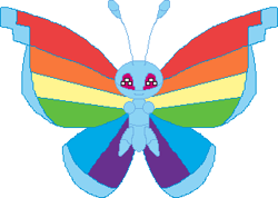 Size: 322x229 | Tagged: artist needed, safe, rainbow dash, butterfly, colored wings, crossover, female, multicolored wings, pokefied, pokémon, pokémon x and y, rainbow wings, recolor, simple background, solo, species swap, vivillon, white background