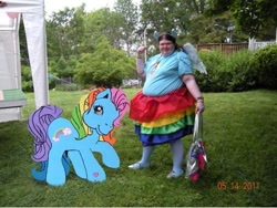 Size: 500x376 | Tagged: safe, rainbow dash, rainbow dash (g3), human, g3, /mlp/, 4chan, clothes, cosplay, crossdressing, irl, irl human, photo, ponies in real life, purse, rainbow, skirt, wat, why