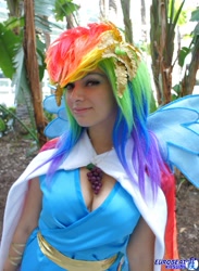 Size: 1497x2048 | Tagged: safe, artist:ladymella, rainbow dash, human, cleavage, clothes, cosplay, dress, female, gala dress, irl, irl human, photo, solo