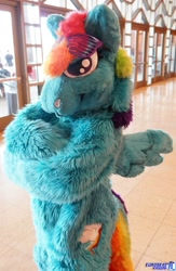 Size: 1338x2048 | Tagged: safe, rainbow dash, human, cosplay, fursuit, irl, irl human, photo, solo