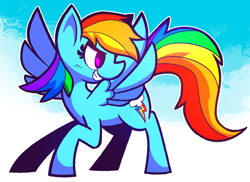 Size: 1000x726 | Tagged: safe, artist:mister-markers, rainbow dash, pegasus, pony, female, mare, simple background, solo