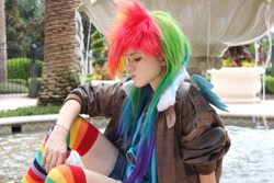 Size: 1280x853 | Tagged: safe, artist:jennabrowne, rainbow dash, human, cosplay, irl, irl human, photo, solo