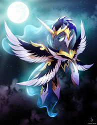 Size: 4000x5192 | Tagged: safe, artist:zidanemina, princess luna, alicorn, pony, armor, female, mare, moon, saint seiya, solo